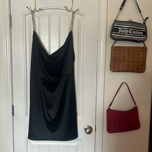 Mini dress with rhinestone straps